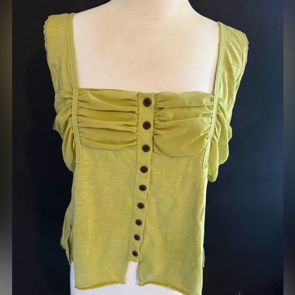 Chartreuse Button-Down Blouse